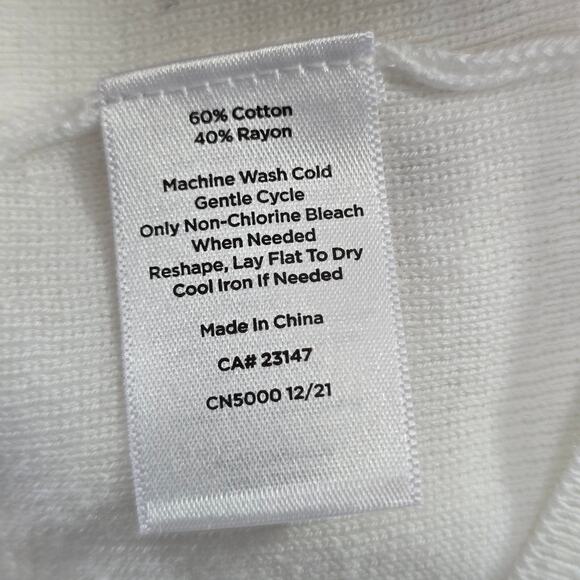 Talbots Plus White Knit Ruffle Short Sleeve Sweater Square Neck Top Size 3X NWT - Picture 5 of 6